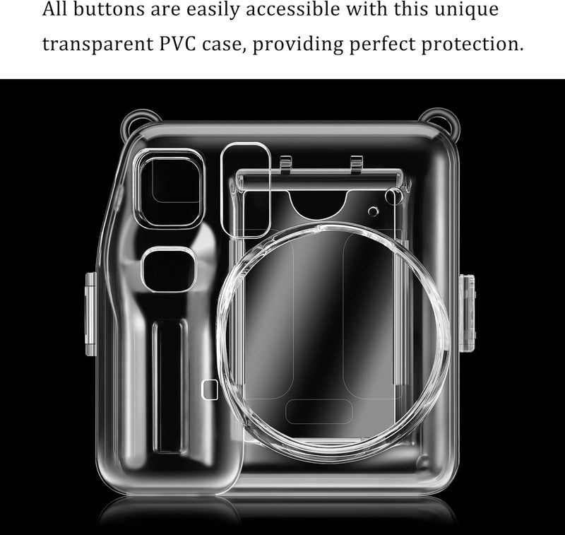 Fujifilm Instax Mini SE Instant Camera Protective Clear Case, HardShell Cover with Upgraded Film Pocket | Fintie