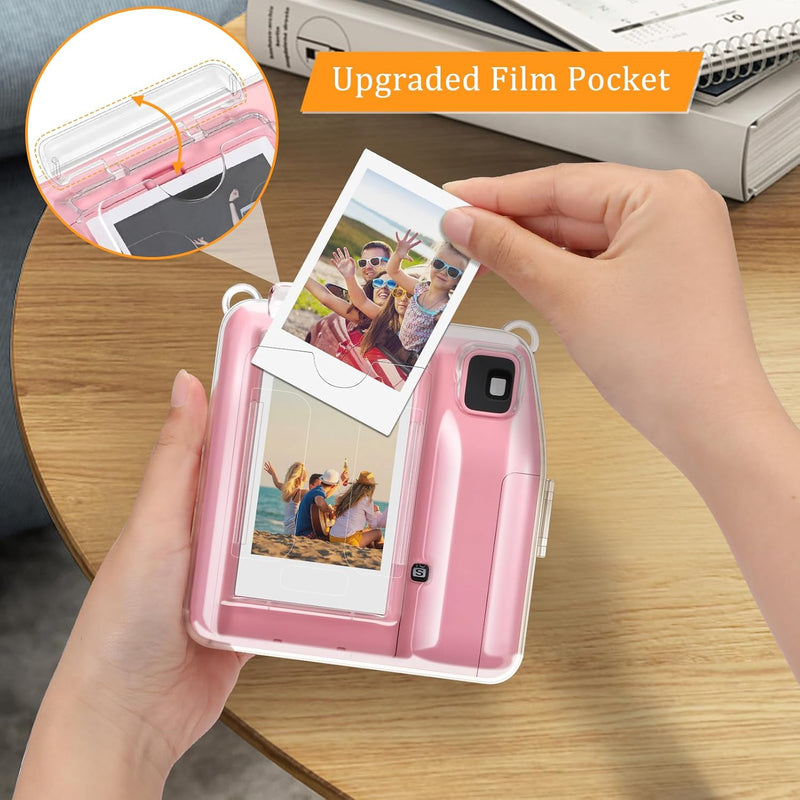 Fujifilm Instax Mini SE Instant Camera Protective Clear Case, HardShell Cover with Upgraded Film Pocket | Fintie