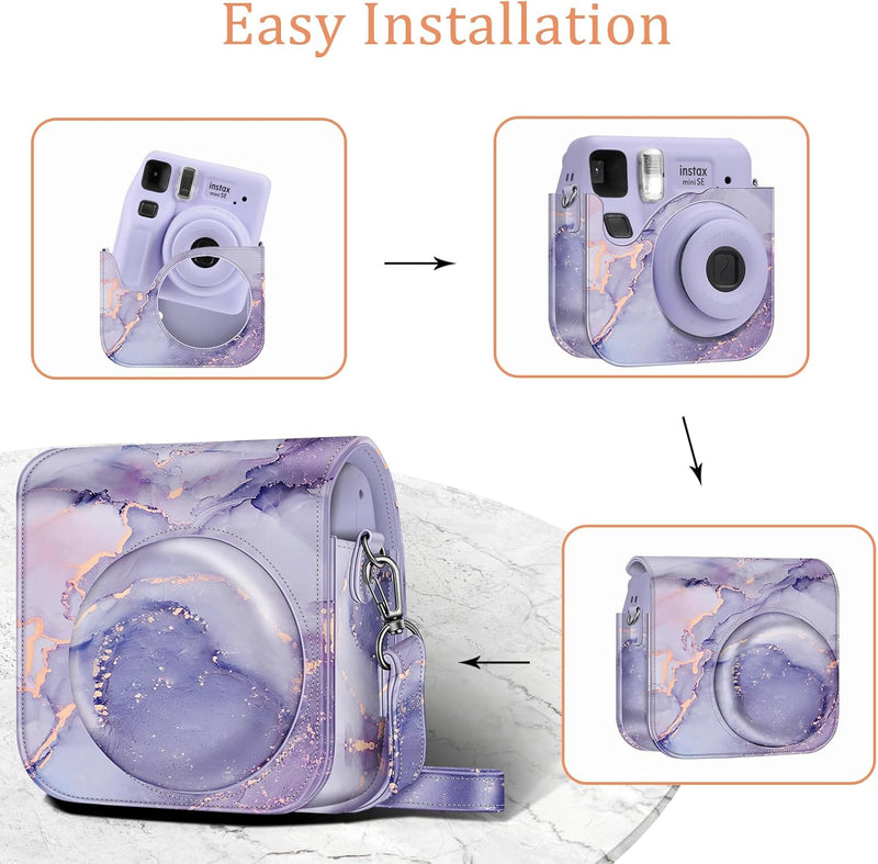 Fujifilm Instax Mini SE Instant Camera Protective Case, Vegan Leather Camera Bag | Fintie