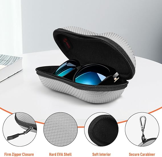 Hard EVA Case for Sunglasses/Sports Glasses w/Carabiner | Fintie