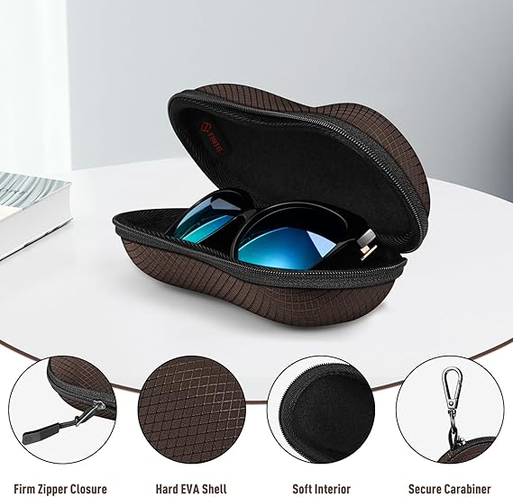 Hard EVA Case for Sunglasses/Sports Glasses w/Carabiner | Fintie
