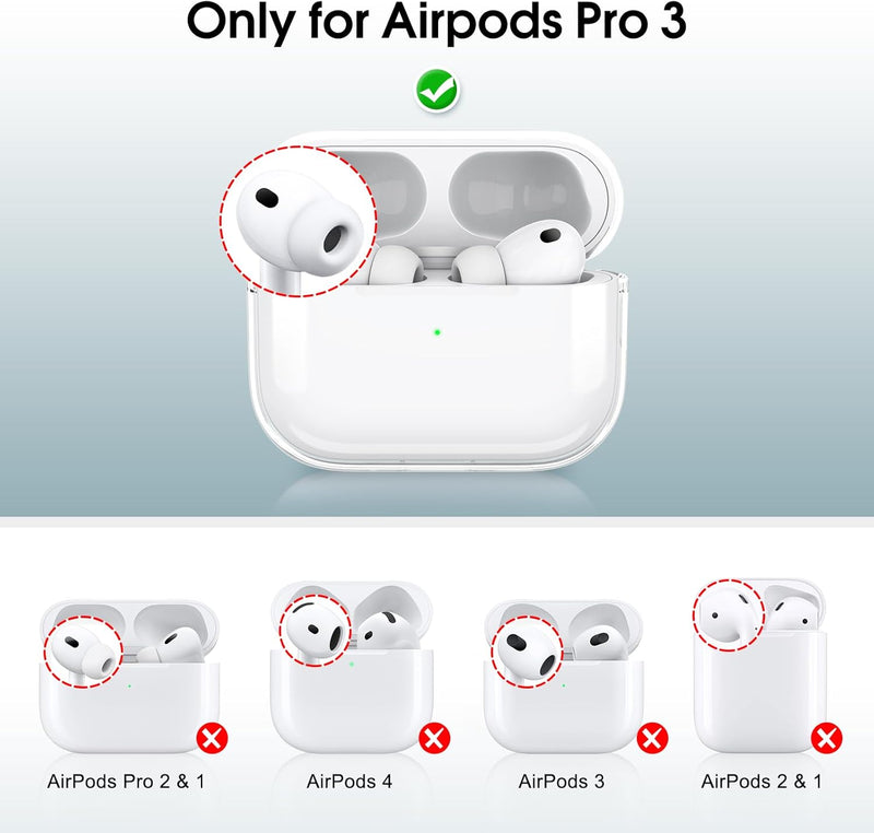 Fintie Clear Case Cover for AirPods Pro 3 (2025) w/Keychain Carabiner, Support Wireless Charging