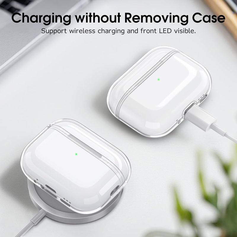 Fintie Clear Case Cover for AirPods Pro 3 (2025) w/Keychain Carabiner, Support Wireless Charging