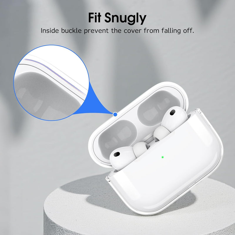 Fintie Clear Case Cover for AirPods Pro 3 (2025) w/Keychain Carabiner, Support Wireless Charging