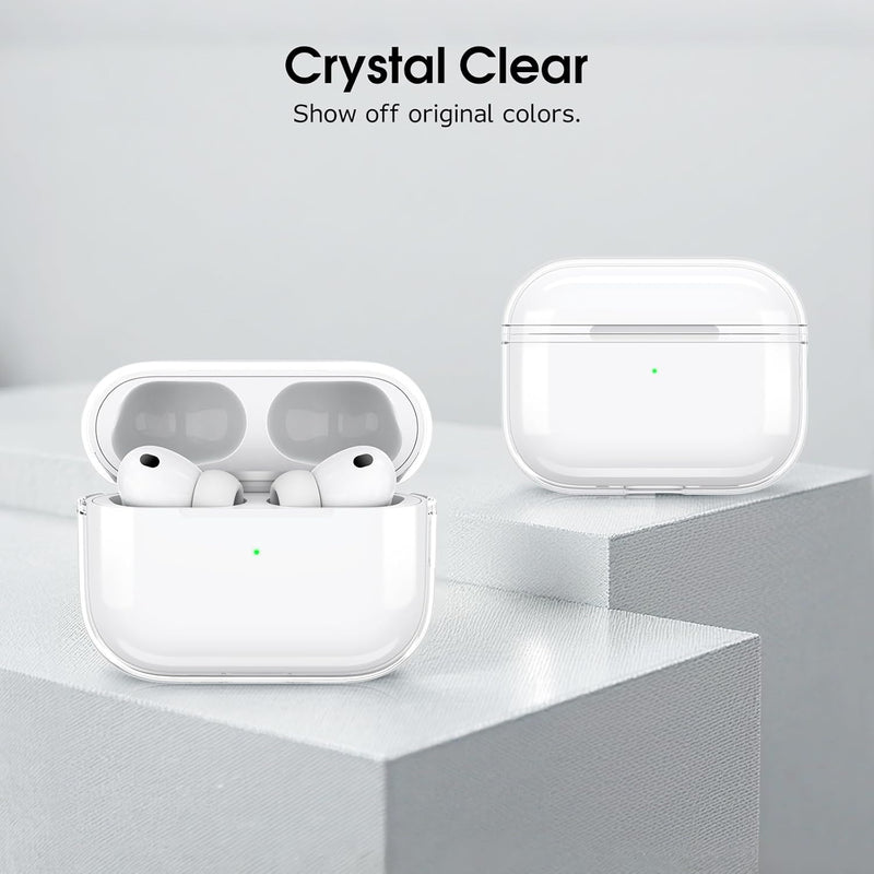Fintie Clear Case Cover for AirPods Pro 3 (2025) w/Keychain Carabiner, Support Wireless Charging