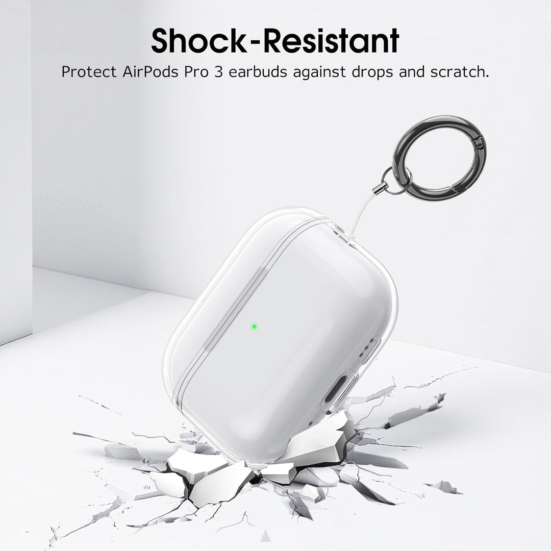 Fintie Clear Case Cover for AirPods Pro 3 (2025) w/Keychain Carabiner,