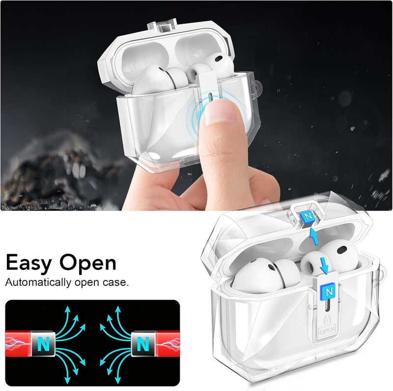 intie Rugged Case for AirPods Pro 3 (2025) w/Keychain Carabiner, Full-Body Shockproof Protection