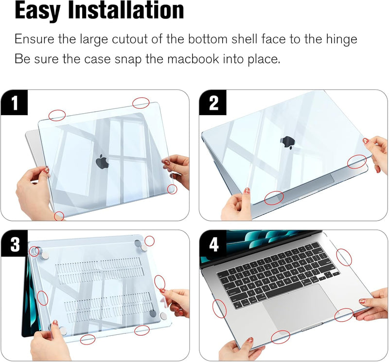 MacBook Air 15 Inch M4/M3/M2 Chip (A3241/A3114/A2941) Protective Snap-On Hard Shell Case | Fintie