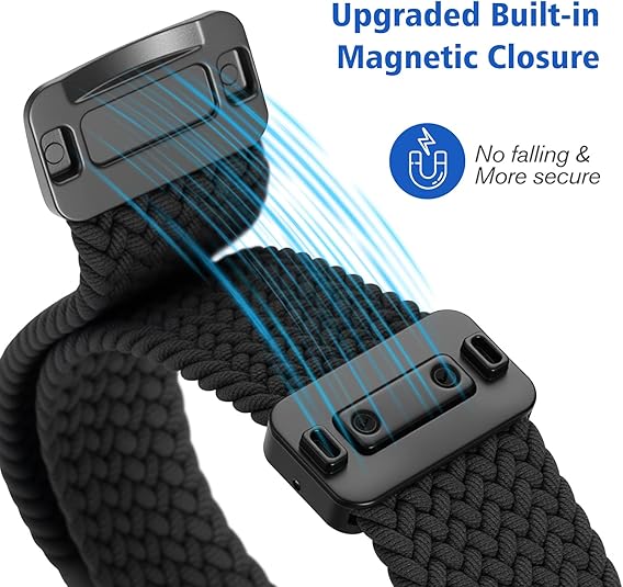Fitbit Charge 6/5 Soft Woven Nylon Sport Strap, Magnetic Braided Stretchy Band | Fintie