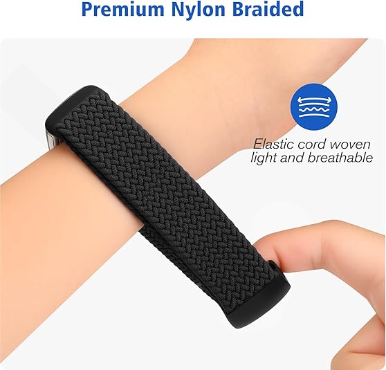 Fitbit Charge 6/5 Soft Woven Nylon Sport Strap, Magnetic Braided Stretchy Band | Fintie