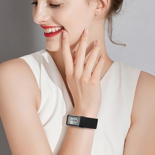 Fitbit Charge 6/5 Soft Woven Nylon Sport Strap, Magnetic Braided Stretchy Band | Fintie