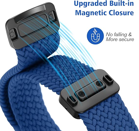 Fitbit Charge 6/5 Soft Woven Nylon Sport Strap, Magnetic Braided Stretchy Band | Fintie