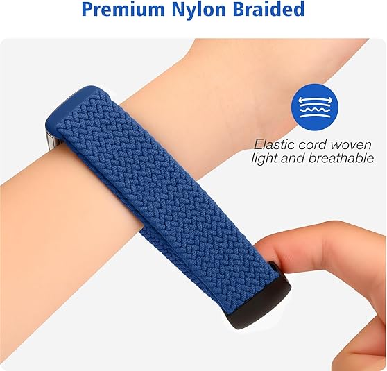 Fitbit Charge 6/5 Soft Woven Nylon Sport Strap, Magnetic Braided Stretchy Band | Fintie