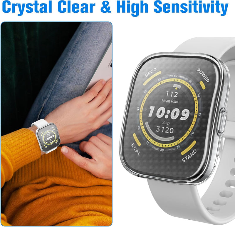 [3 Pack] Screen Protector Case for Amazfit Bip 5, Soft TPU Cover Anti-Scratch | Fintie