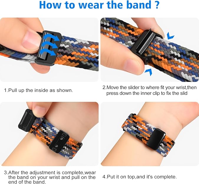 Magnetic Braided Stretchy Band Compatible with Fitbit Versa 4/3, Fibit Sense 2/1 | Fintie