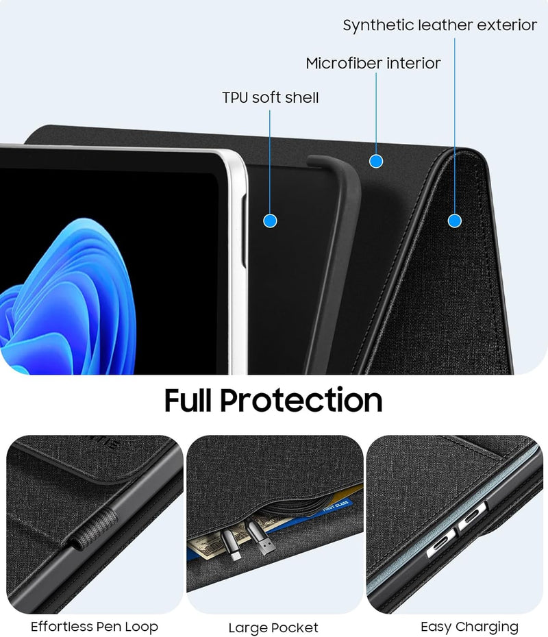 Surface Pro 12" (1st Edition, 2025) Multi-Angle Stand Case with TPU Back Cover & Stylus Holder | Fintie