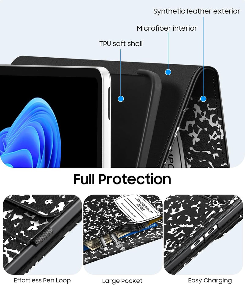 Surface Pro 12" (1st Edition, 2025) Multi-Angle Stand Case with TPU Back Cover & Stylus Holder | Fintie