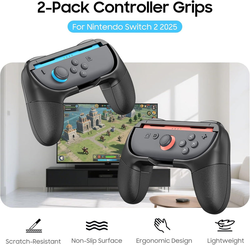 Joy-Con Controller Hand Grips for Nintendo Switch 2 (2025), Ergonomic Design, Wear-Resistant Comfort Handle Holders  | Fintie