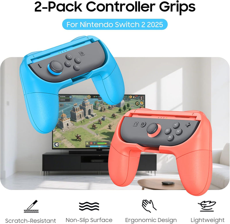 Joy-Con Controller Hand Grips for Nintendo Switch 2 (2025), Ergonomic Design, Wear-Resistant Comfort Handle Holders  | Fintie