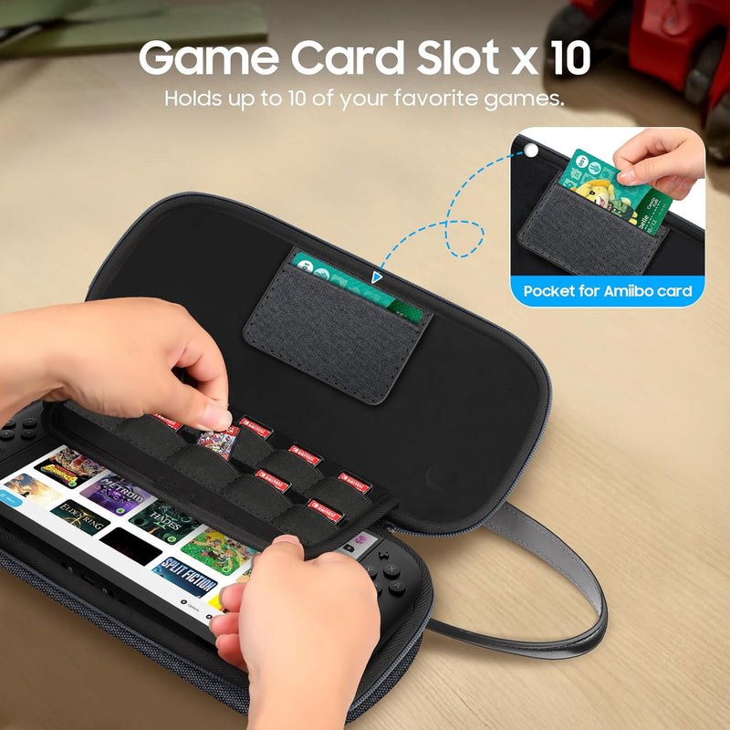 Nintendo Switch 2 (2025) Slim Carrying Case, Hard Shell Protective Case w/10 Game Card Slots | Fintie