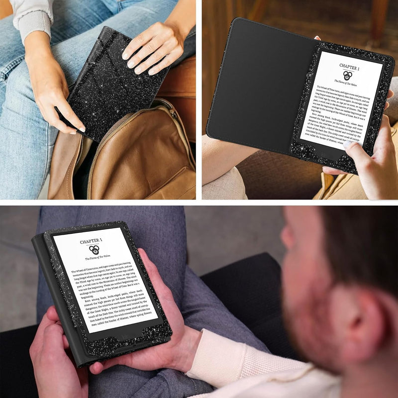 Kindle (11th Gen 2024/2022) Book-Style Vegan Leather Cover | Fintie
