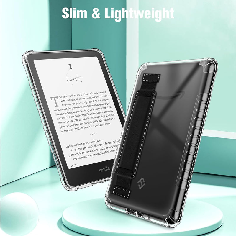 Kindle Colorsoft / Kindle Paperwhite 7" 2024 Clear Back Cover with Hand Strap| Fintie