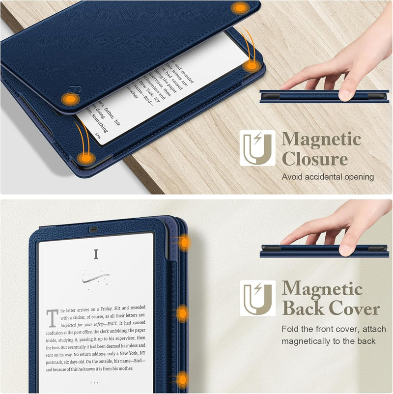 Kindle Paperwhite/Kindle Colorsoft 7" (12th Gen, 2024) Vegan Leather Sleeve Case with Stand and Handstrap | Fintie