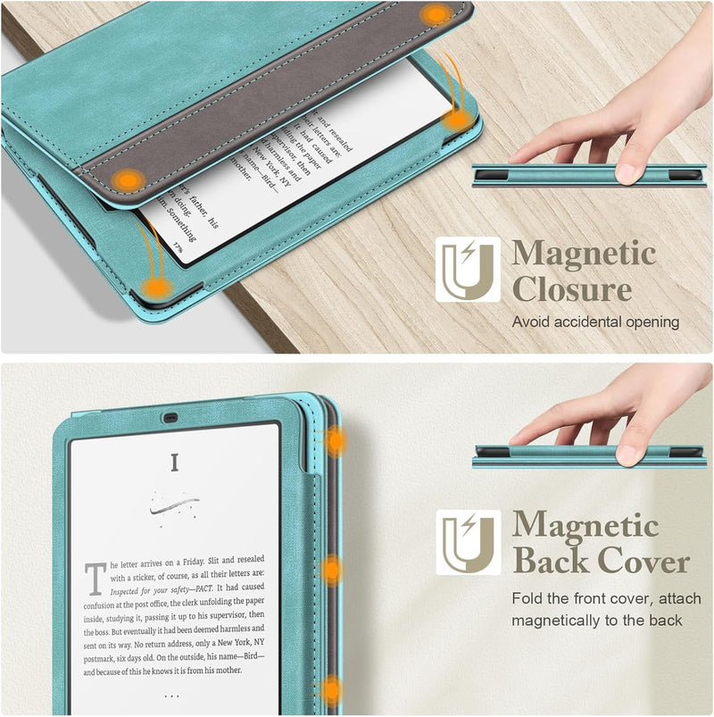 Kindle Paperwhite/Kindle Colorsoft 7" (12th Gen, 2024) Vegan Leather Sleeve Case with Stand and Handstrap | Fintie