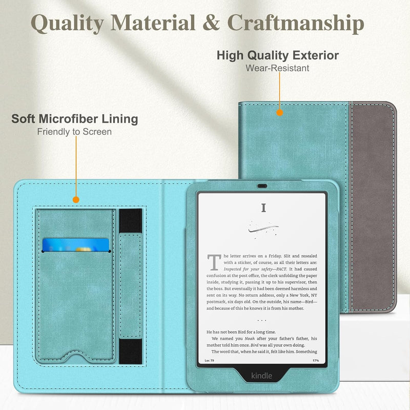 Kindle Paperwhite/Kindle Colorsoft 7" (12th Gen, 2024) Vegan Leather Sleeve Case with Stand and Handstrap | Fintie