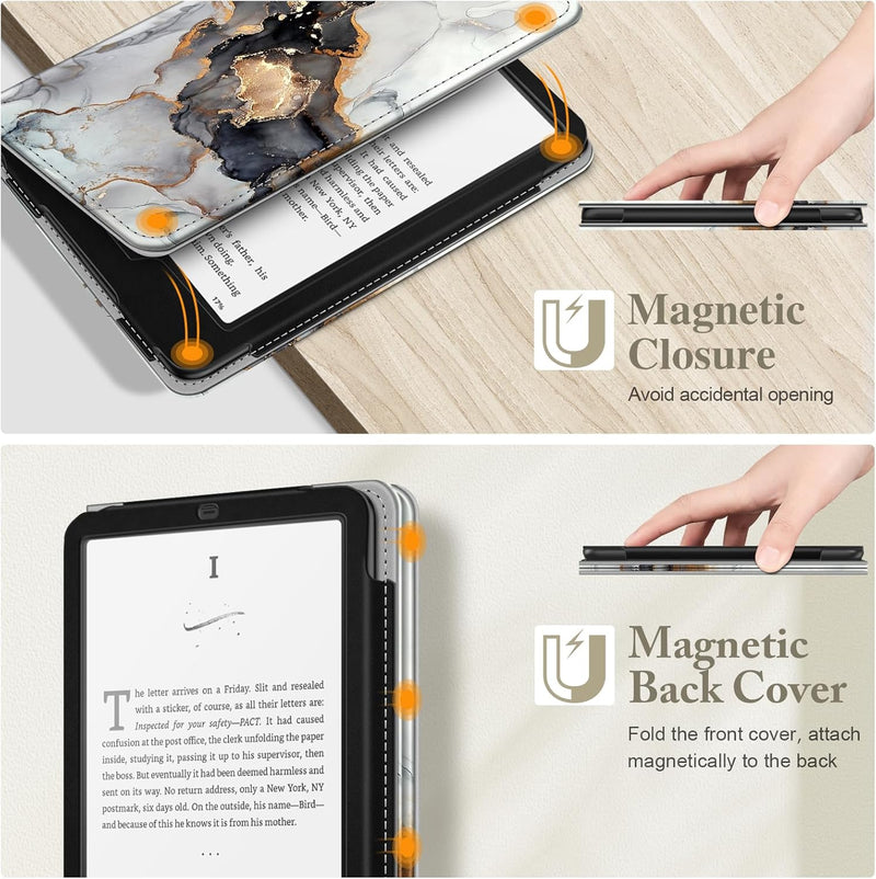 Kindle Paperwhite/Kindle Colorsoft 7" (12th Gen, 2024) Vegan Leather Sleeve Case with Stand and Handstrap | Fintie