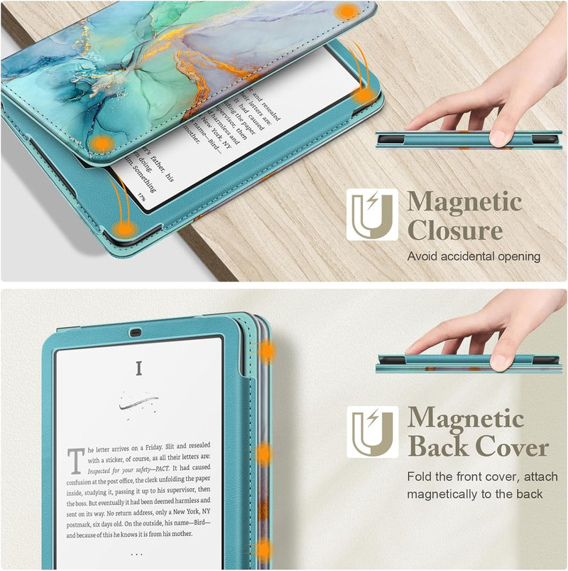 Kindle Paperwhite/Kindle Colorsoft 7" (12th Gen, 2024) Vegan Leather Sleeve Case with Stand and Handstrap | Fintie