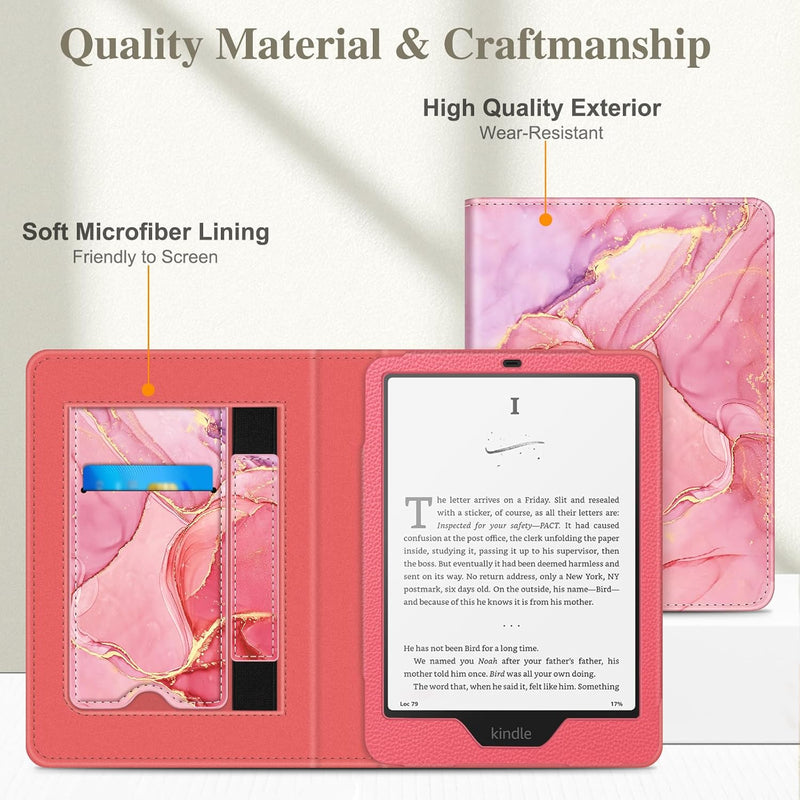 Kindle Paperwhite/Kindle Colorsoft 7" (12th Gen, 2024) Vegan Leather Sleeve Case with Stand and Handstrap | Fintie