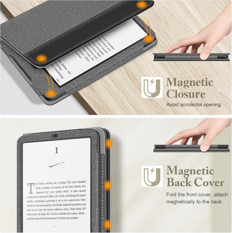 Kindle Paperwhite/Kindle Colorsoft 7" (12th Gen, 2024) Vegan Leather Sleeve Case with Stand and Handstrap | Fintie