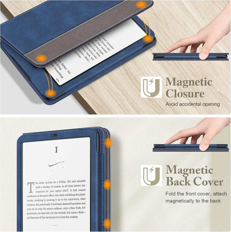 Kindle Paperwhite/Kindle Colorsoft 7" (12th Gen, 2024) Vegan Leather Sleeve Case with Stand and Handstrap | Fintie