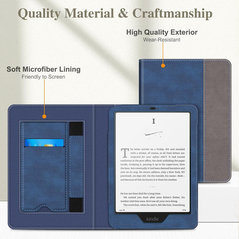 Kindle Paperwhite/Kindle Colorsoft 7" (12th Gen, 2024) Vegan Leather Sleeve Case with Stand and Handstrap | Fintie