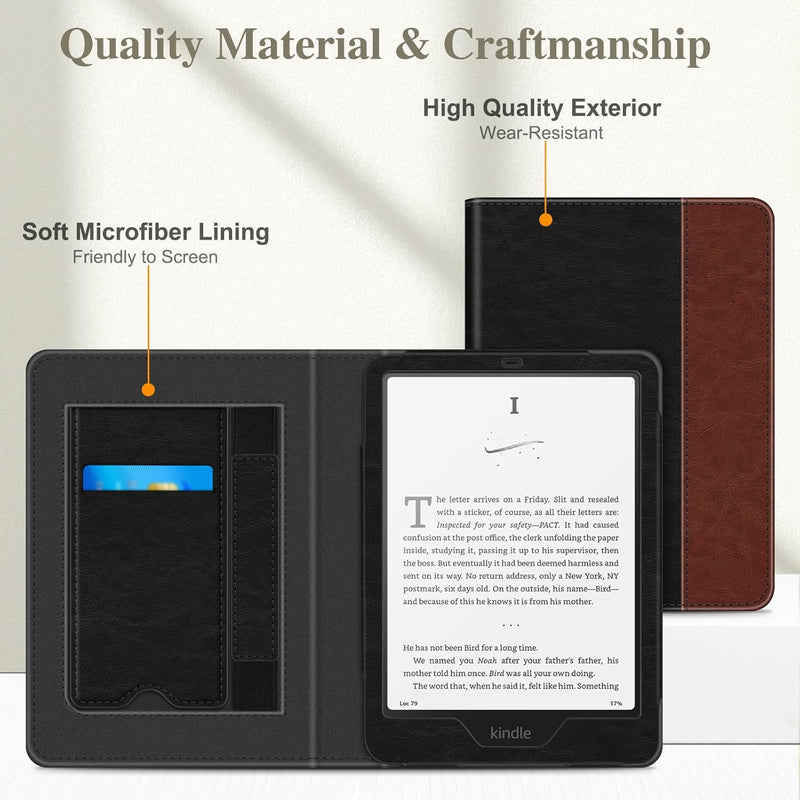 Kindle Paperwhite/Kindle Colorsoft 7" (12th Gen, 2024) Vegan Leather Sleeve Case with Stand and Handstrap | Fintie