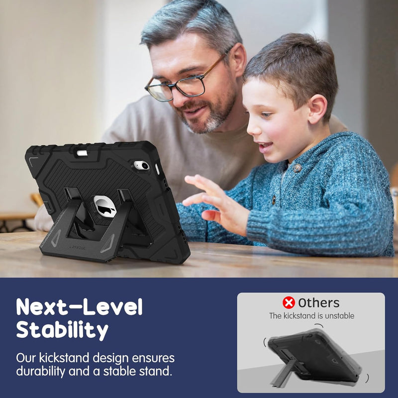 iPad A16 Chip 11-inch 2025/iPad 10th Gen 10.9-inch [3-Layer] Rugged Kid Case with Kickstand | Fintie