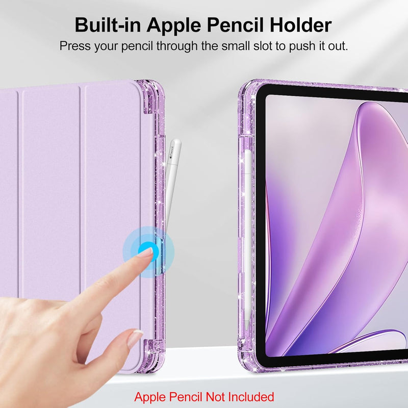 Glittering Slim Case for iPad A16 Chip 11th Gen/iPad 10th Gen w/Clear Back Shell & Pencil Holder | Fintie