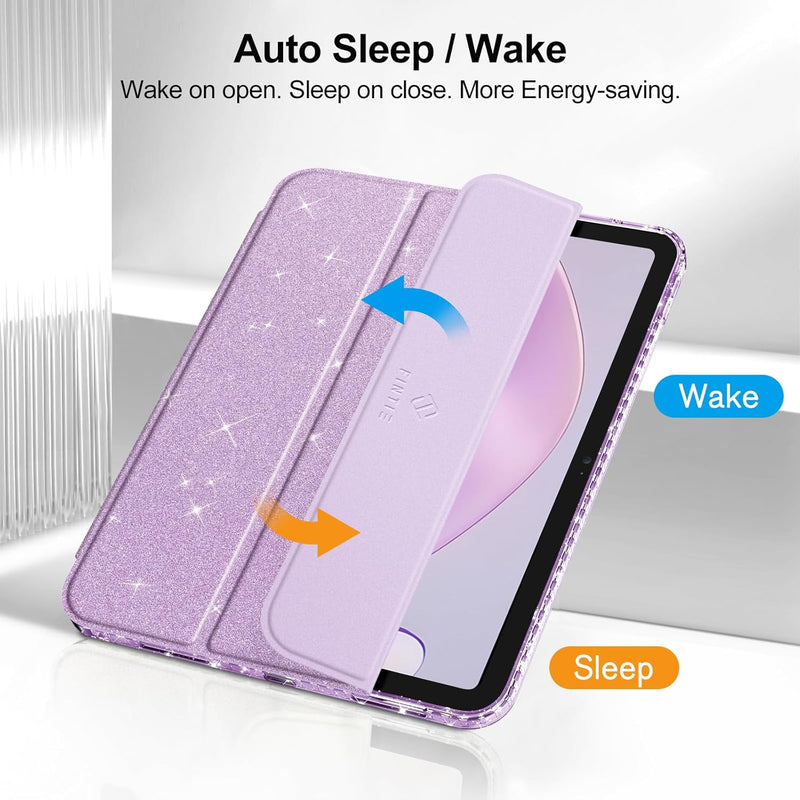 Glittering Slim Case for iPad A16 Chip 11th Gen/iPad 10th Gen w/Clear Back Shell & Pencil Holder | Fintie