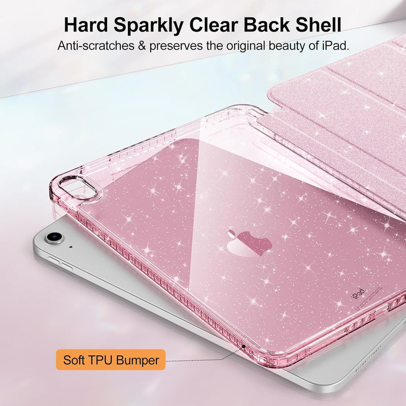 Glittering Slim Case for iPad A16 Chip 11th Gen/iPad 10th Gen w/Clear Back Shell & Pencil Holder | Fintie