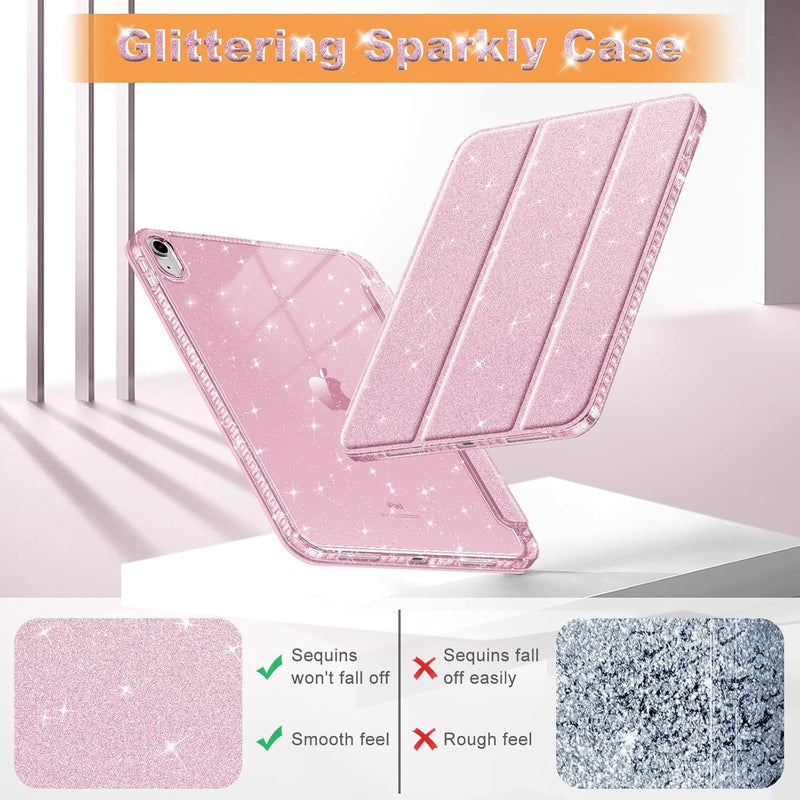 Glittering Slim Case for iPad A16 Chip 11th Gen/iPad 10th Gen w/Clear Back Shell & Pencil Holder | Fintie