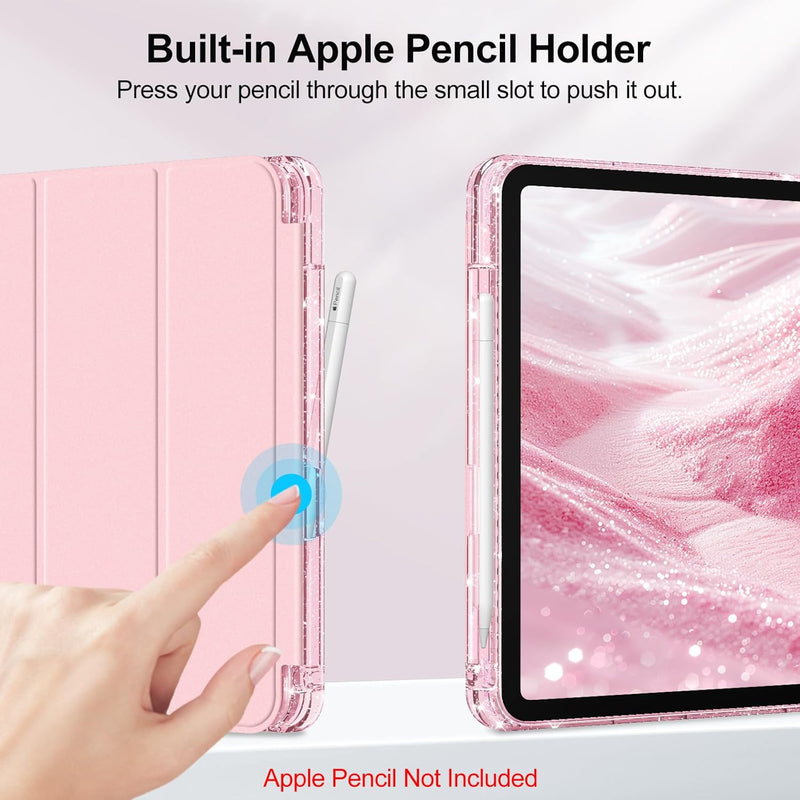 Glittering Slim Case for iPad A16 Chip 11th Gen/iPad 10th Gen w/Clear Back Shell & Pencil Holder | Fintie
