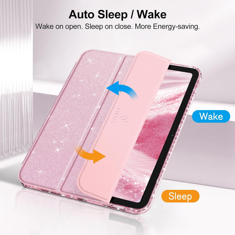 Glittering Slim Case for iPad A16 Chip 11th Gen/iPad 10th Gen w/Clear Back Shell & Pencil Holder | Fintie