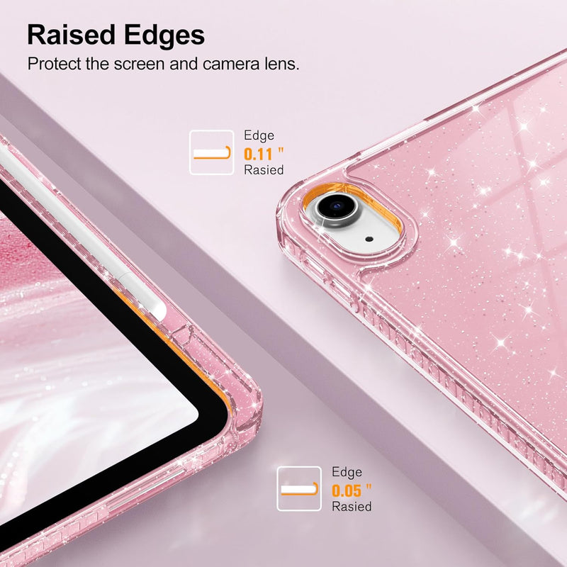 Glittering Slim Case for iPad A16 Chip 11th Gen/iPad 10th Gen w/Clear Back Shell & Pencil Holder | Fintie