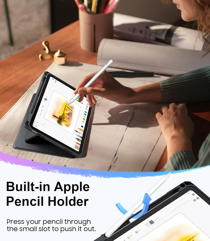iPad 11th Gen A16/iPad 10th Gen Case w/Multiple Stand Angles & Pencil Holder, Clear Back | Fintie