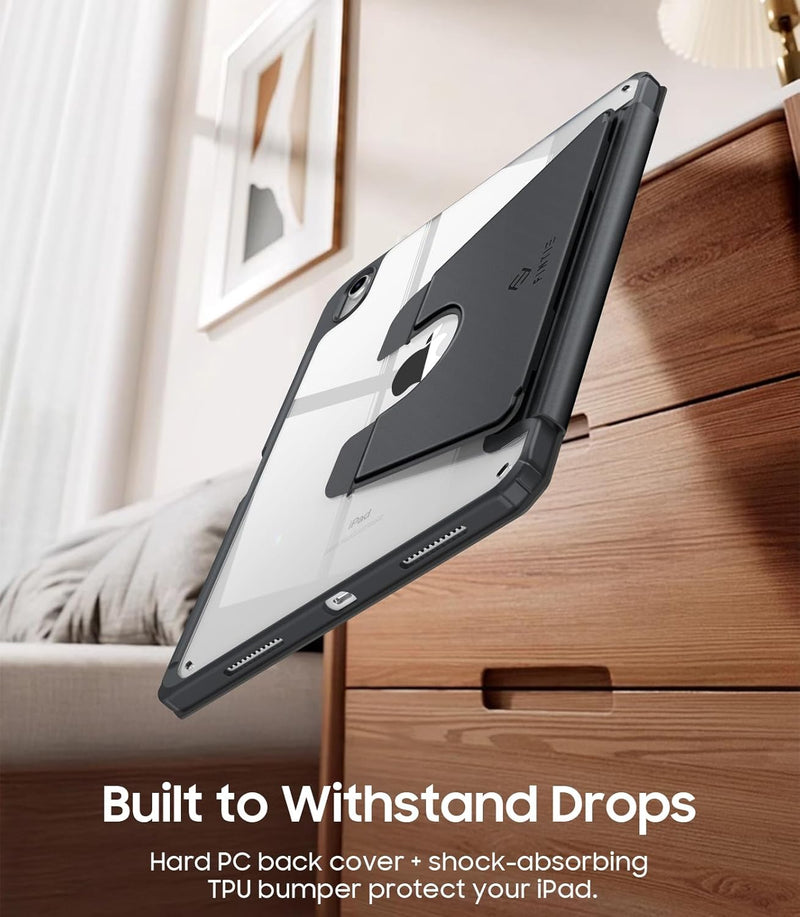 iPad 11th Gen A16/iPad 10th Gen Case w/Multiple Stand Angles & Pencil Holder, Clear Back | Fintie