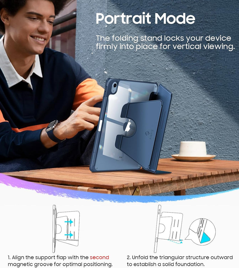 iPad 11th Gen A16/iPad 10th Gen Case w/Multiple Stand Angles & Pencil Holder, Clear Back | Fintie