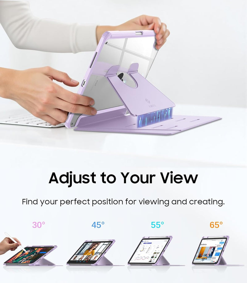 iPad 11th Gen A16/iPad 10th Gen Case w/Multiple Stand Angles & Pencil Holder, Clear Back | Fintie
