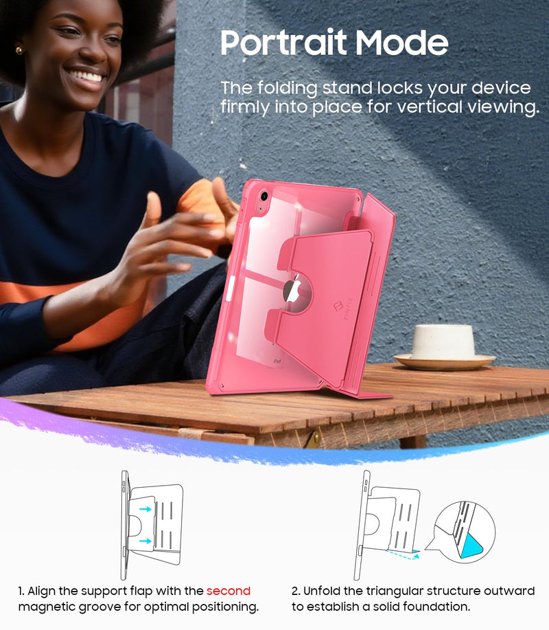 iPad 11th Gen A16/iPad 10th Gen Case w/Multiple Stand Angles & Pencil Holder, Clear Back | Fintie