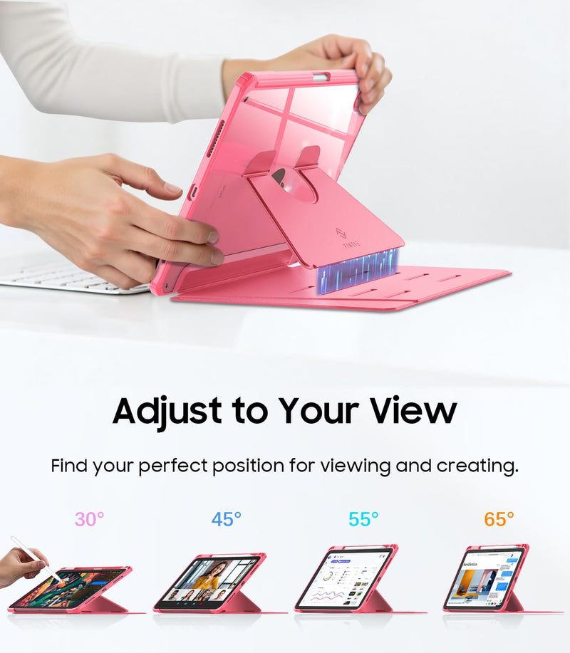 iPad 11th Gen A16/iPad 10th Gen Case w/Multiple Stand Angles & Pencil Holder, Clear Back | Fintie